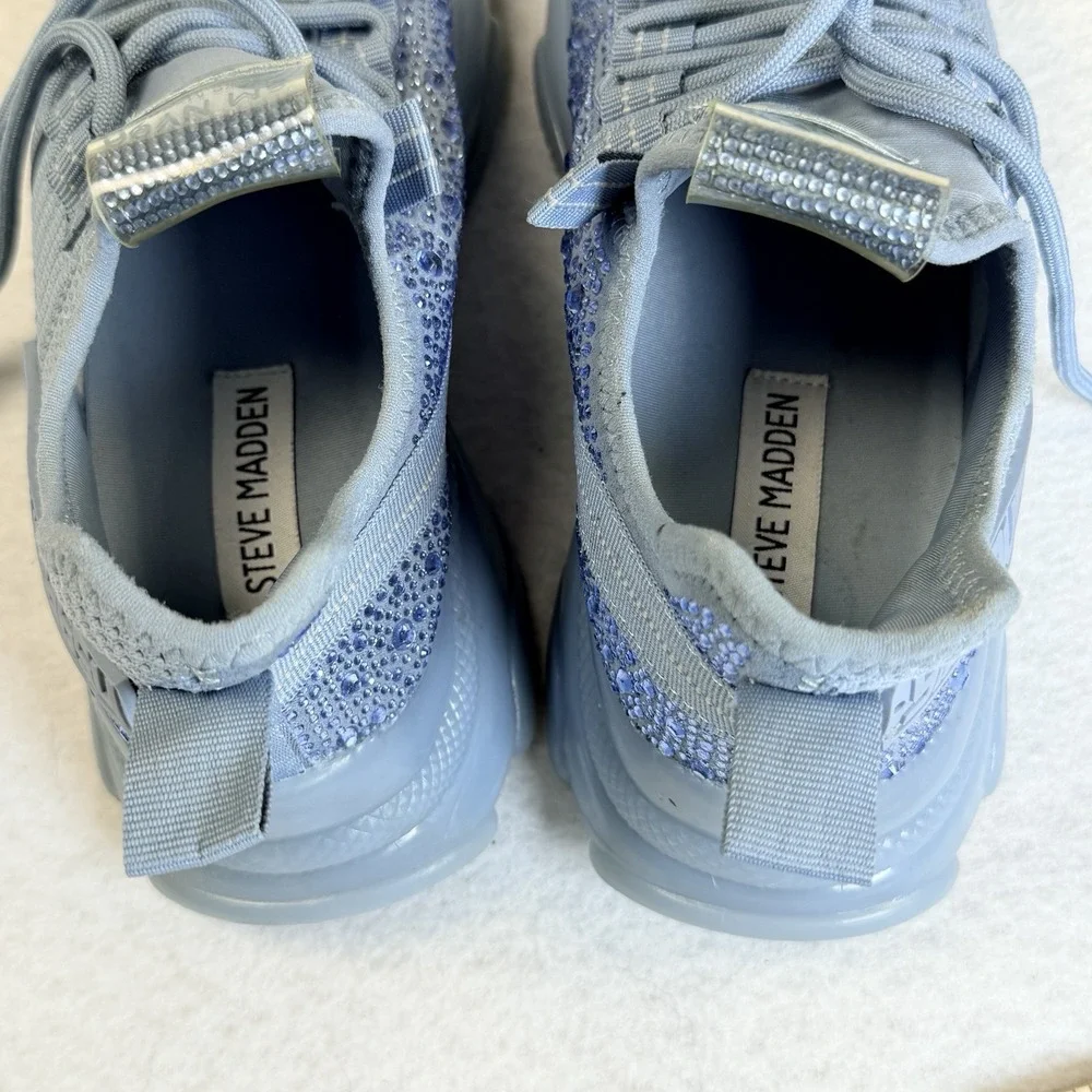 Steve Madden Maxima Rhinestone Chunky Sneakers Blue Women's Size 7.5 Lace Up